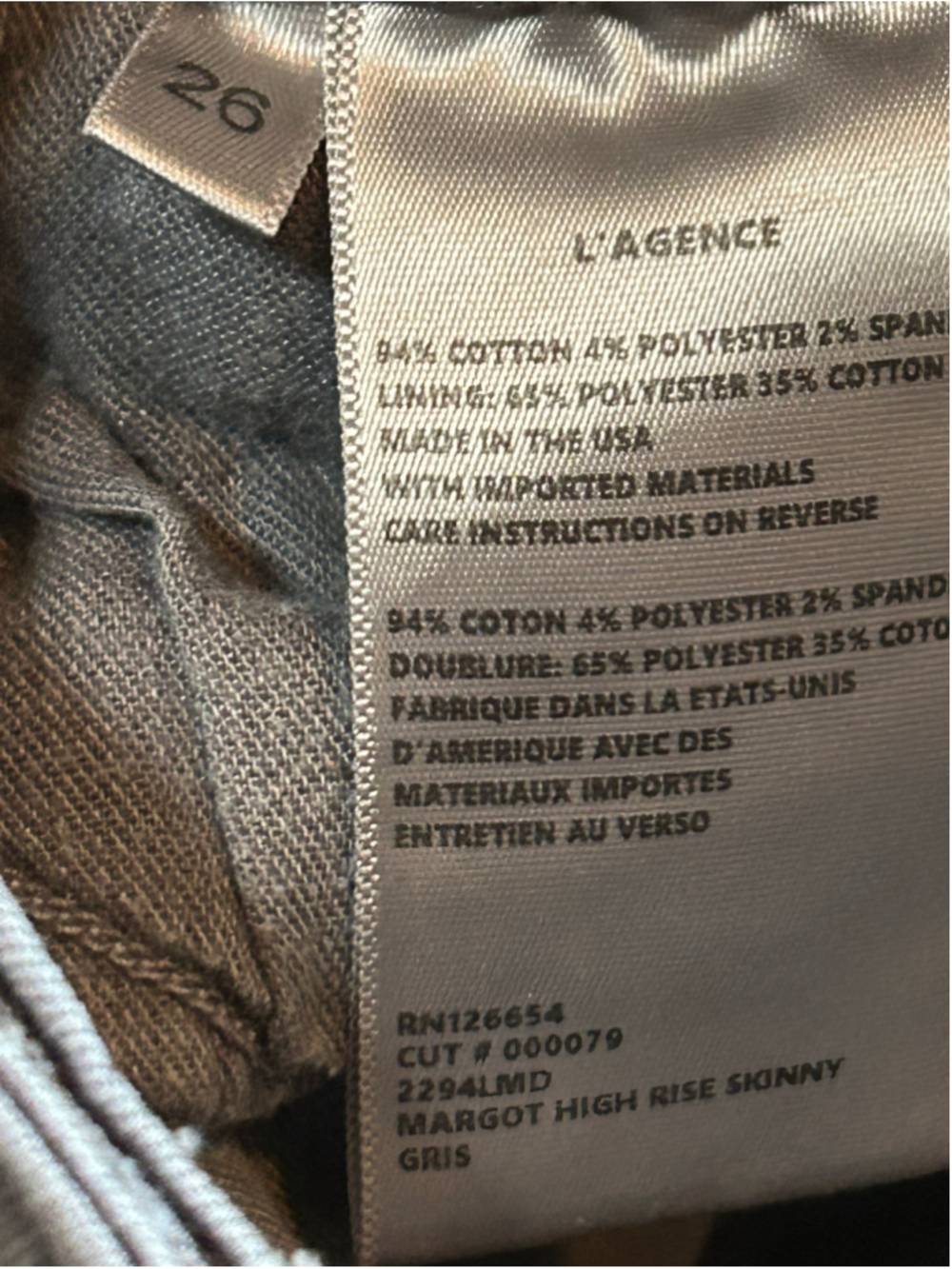 Girls L'Agence Skinny Jeans Size 26 Grey - Picture 8 of 11